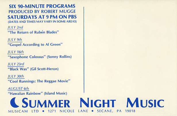 Summer Night Music Publicity Postcard Back